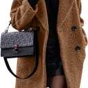 BTFBM Women Winter Faux Fur Coats 2026 Lapel Long Sleeve Fuzzy Fleece Outerwear Button Down Sherpa Jackets Fall Outfits(Golden Camel, Medium)