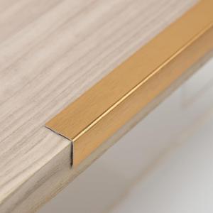 Trimold Brushed Gold Aluminum Peel and Stick L Molding Corner Guards with 90° Angle for Wall Door Frame Cabinet Baseboard Protection and Decoration, 35.4in x 0.8in (3Pcs)