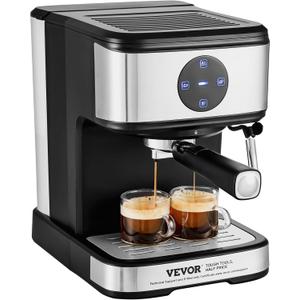 VEVOR Espresso Machine, 15 Bar Coffee and Espresso Maker with Milk Frother Steam Wand, Professional Semi-Automatic Cappuccino Latte Machine with Touch Screen & Removable Water Tank, NTC Control System
