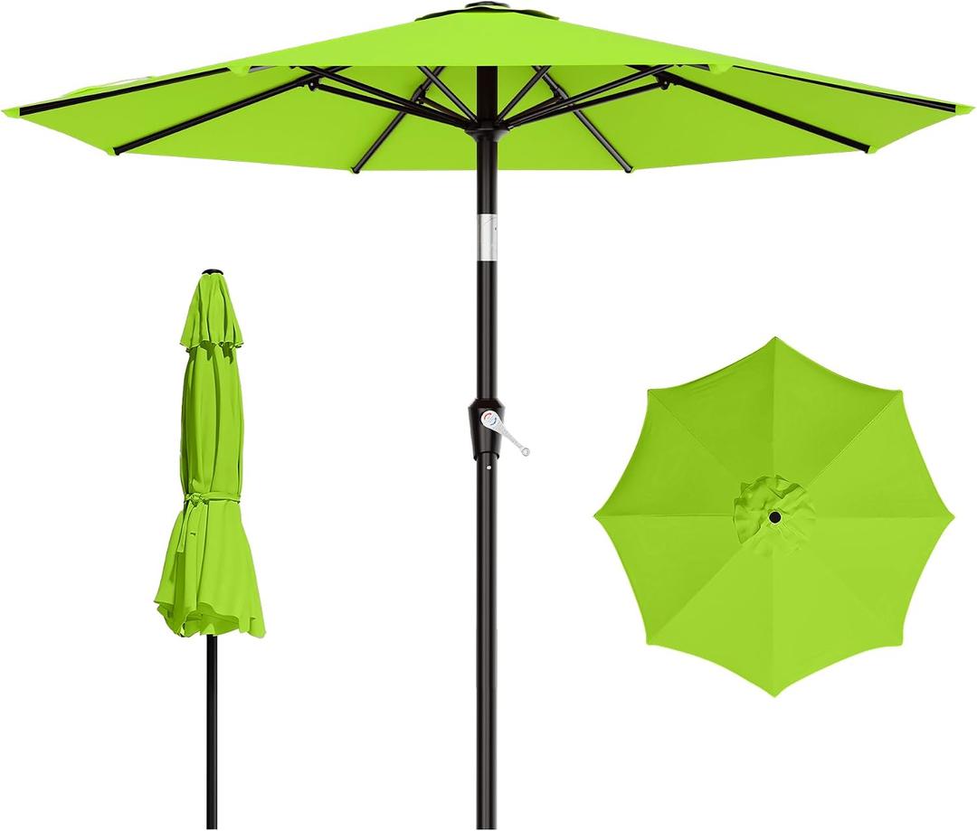 AreShark 9 FT Patio Umbrella for Outdoor, Outdoor Umbrella with Push Button Tilt and Crank, Outdoor Patio Umbrellas with 8 Sturdy Ribs for Market, Garden, Deck, Backyard, Pool (Apple Green)