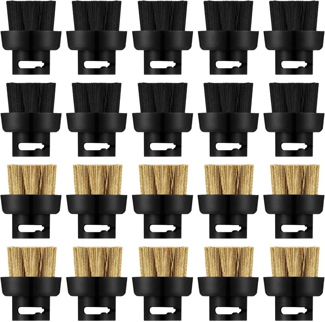 Honeydak 20 Pieces Steam Cleaner Brush Head Includes 10 Pcs Nylon Brushes 10 Pcs Brass Brushes Steam Cleaner Accessories Replacement Parts Bulk Mop Parts for Hard Surface