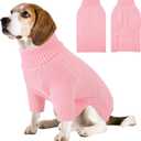 SUNFURA Dog Sweater, Medium Dog Sweaters Doggie Pullover for Fall Winter, Fleece Pet Christmas Sweaters for Holiday, Warm Turtleneck Knitwear for French Bulldog, Boston Terrier, Pink M