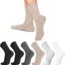 6 Pairs Pilates Socks with Grips for Women-Non-Slip Yoga Socks for Ballet Dance Barefoot Workout Pregnant Crew Socks (One Size, 001-6 Pack 2black/Dark Gray/Beige/Light Gray/White)