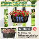 MADHOLLY Railing Planter with Drainage Holes - 6Pcs Sturdy Bucket Pots for Railing Fence, Countryside Style Metal Flower Pots for Herbs Balcony Garden Yard Decor, Black