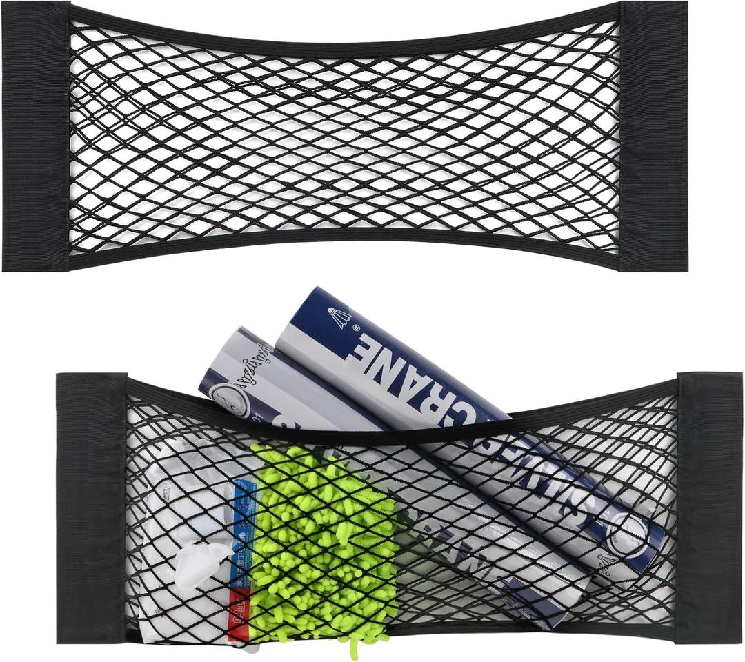 2 Packs Universal Mesh Cargo Net,Elastic Car Storage Net Pocket Bag for Trunk,Automotive Cargo Nets Storage Pouch Add On Organizers for RV,Car,Truck(22.6 * 9.5 inch)