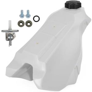 2.38 Gallons/9 Litres Large Capacity Polyethylene Fuel Tank for Honda CR500R 1989-2001, for Honda CR250R 2-Stroke 1988-1989, for CR125R 1988-1990 White