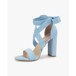 Strappy Heels for Women Chunky Heels High Heeled Sandals with Lace Up Fahsion Casual Nude Block Heel Sandals 9
