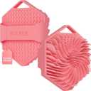 Silicone Body Scrubber  Gentle Exfoliating Shower Scrubber for Body & Bath, Silicone Shower Brush & Loofah Alternative  Non-Slip Silicone Body Brush, Quick Dry, Hygienic - Pink