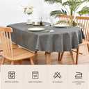 Wolkemer Faux Linen Oval Tablecloth Heavy Duty Wrinkle Resistant Fabric Table Cloths 60 x 84 Inch Charcoal Farmhouse Rustic Table Cover for Kitchen Dining Indoor Outdoor Tabletop Decoration