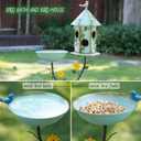 HLQMFHT 56" H Bird Baths and Bird Houses with Pole,Metal Bird Bath Bowl,birdhouses for Outdoors,Bird Bath with Stake,Garden Yard Decor