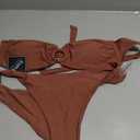 ZAFUL Women's Bandeau Bikini O Ring Strapless Tie Back High Cut Two Piece Swimsuit Bathing Suits, M, Brown