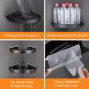 DUFU Adhesive Corner Shower Caddy with Hooks,Bathroom Shower Organizer, No Drilling Rust Proof Aluminum Shower Shelf for Inside Shower 2 Pack (Black)
