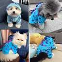 Dinosaur Pet Costume Hooded Jumpsuit for Small Dogs Cats, Soft Flannel Warm Four-Legged Clothing with Leash Hole, Funny Cosplay Outfit for Easter Halloween Christmas (Small, Dinosaur)