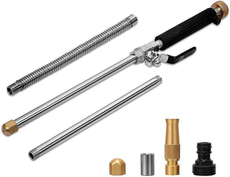 Hydro Jet High Pressure Power Washer-high pressure cleaning tool Extra Long Extendable Wand,Flexible Water Hose Universal Nozzle,Gutter Patio Car Pet Window Cleaning tool black