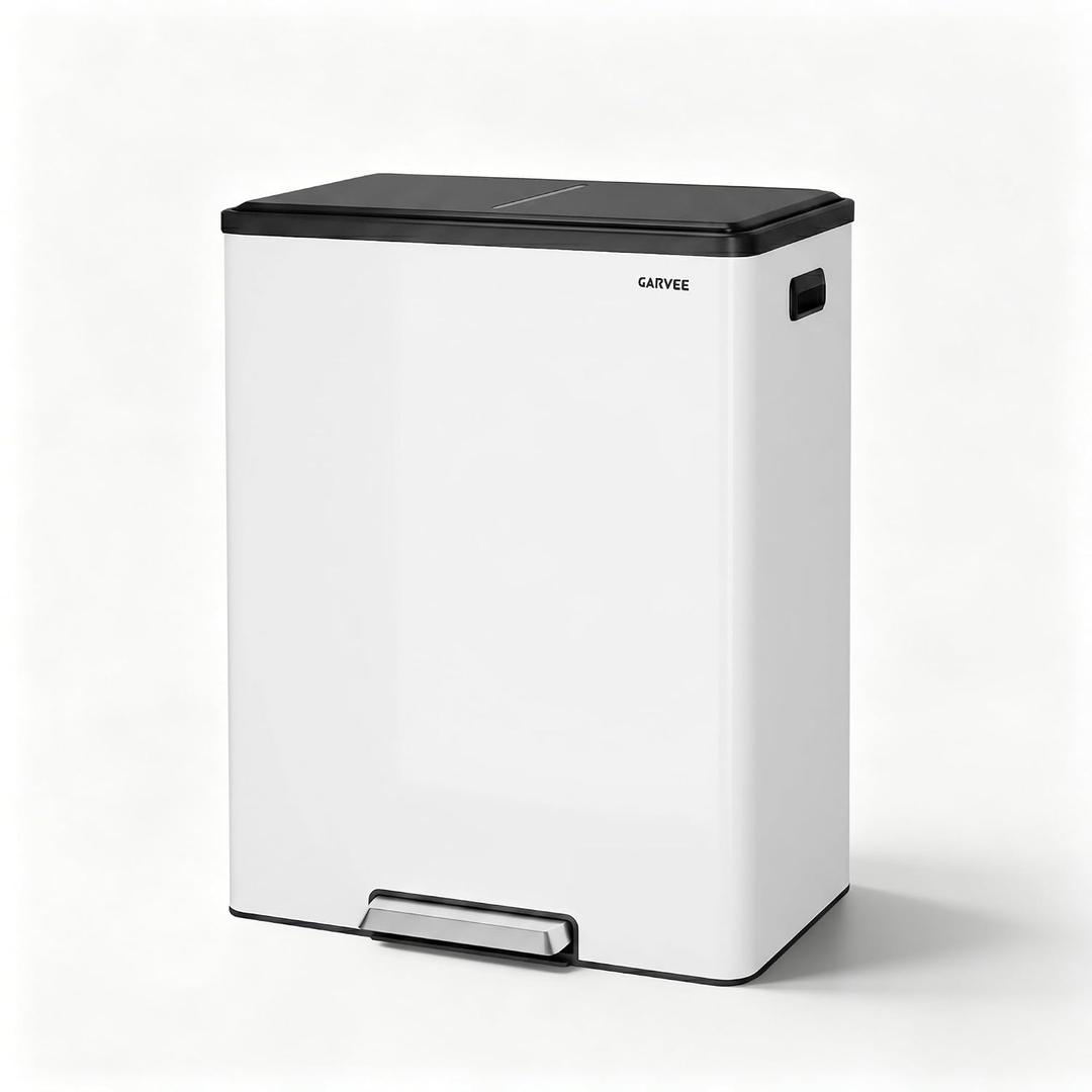 10.5 Gal Dual Compartment Stainless Steel Kitchen Trash Can with Lid, 20L+20L Recycling Garbage Bin, Soft Close Foot Pedal Trash Bin with 2 Removable Inner Buckets, Fingerprint Resistant for Home Offi | 20L+20L Recycling Garbage Bin, Soft Close Foot Pedal Trash Bin with 2 Removable Inner Bucket, Fingerprint Resistant for Home