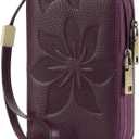 GOIACII Women's Wallet Double Zip Around Credit Card Holder Ladies Wallet Rfid Blocking Wristlet Purse Medium Size Leather Purple