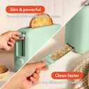 bella 2 Slice Slim Toaster, Fits-anywhere Kitchenware, 6 Setting Shade Control with Reheat & Cancel Buttons, Fits Sourdough, 10 Long Slot, Anti Jam & Auto Shutoff, 900 Watt, Seaglass