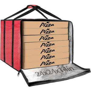 Large Pizza Delivery Bag Insulated 24"x 24" x14", Red Pizza Warmer Bag for Food Delivery, Pizza Carrier Insulated Bags Keep Your Pizza Hot and Fresh, Perfect for Deliveries and Personal Use