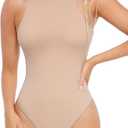 Popilush Body Suits for Womens - Sleeveless Crew Neck Tank Top - Tummy Control Shapewear Bodysuit - Going Out Tops, M
