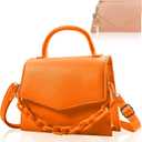 Small Crossbody Bags for Women Girls Trendy Top Handle Satchel Purses with Detachable Acrylic Chain (Orange)