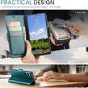 for Samsung Galaxy S24 Case Wallet with RFID Blocking Card Holder, PU Leather Kickstand Protective Flip Phone Cover Fit for Galaxy S24 6.2", Bluish Green