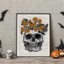 2 x Whaline 6Pcs Halloween Canvas Wall Art Prints Vintage Newspaper Style Skeleton Bat Art Poster Spooky Gothic Wall Decor for Gallery Living Room Bedroom (UNFRAMED 8 x 10in)