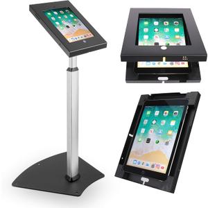 Pyle Home iPad Compatible Tablet Stand, Tamper Proof Screen Holder, 27.56'' - 43.31'' Adjustable AntiTheft Floor Stand, Works With 9.7'' Touchscreens, Cable Management, Durable Design For Public Use