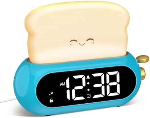 Kids Alarm Clocks for Bedroom, Cute Digital Clock with Night Light, 10 Ringtones, 10 Volumes, Nap Timer, Brightness Dimmer, Snooze, Bedside Alarm Clocks for Boys Teens Birthday Gift, Plug-in Use