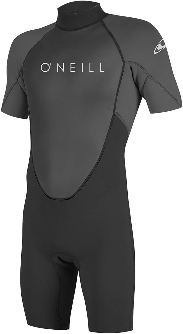 O'Neill Men's Reactor-2 2mm Back Zip, Short Sleeve, Spring Wetsuit (Large, Black/Graphite)