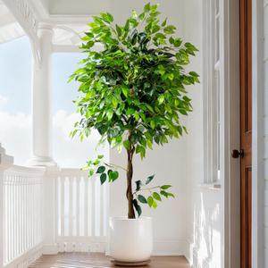 Erimda 6ft Artificial Ficus Tree for Home Decor, Faux Silk Plants Faux Plant Fake Silk Trees with Pot for Indoor House Living Room Office Garden