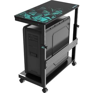 EUREKA ERGONOMIC PC Stand Computer Cart, Height Adjustable Tower Stand 2-Tier Suit for ATX Case Printer, Metal Rolling Cart on Wheels for Gaming Home Office, Walnut