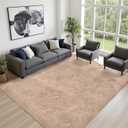 8x10 Area Rugs for Living Room Bedroom: Ultra Soft Fluffy Shag Rug Upgrade Non-Slip Non-Shedding Large Fuzzy Plush Carpet Indoor Floor Carpets for Kids Room Playroom Nursery Dorms Home Decor Beige