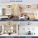 VOLISUN Modern Ceiling Fans with Lights and Remote, 19.7in Low Profile Ceiling Fan Flush Mount, 3000K-6500K Dimmable Bladeless LED Fan Light, Brown Fandelier Ceiling Fans with Lights for Bedroom