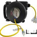 12 Gauge 30 FT SJTOW Retractable Extension Cord, Heavy Duty Power Cord, 14 Amp 125V 1750W, Triple Outlet Electric Cord Reel, Ceiling or Wall Mount, UL Listed