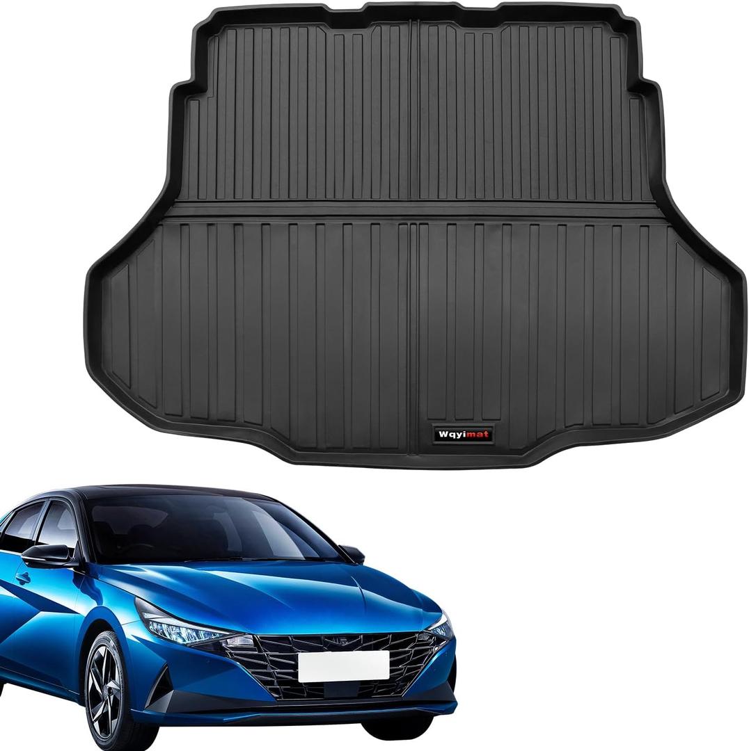 Custom Fit Cargo Liner for 2021-2025 2026 Hyundai Elantra & Elantra N Accessories All Weather Protection TPE Rubber Black (Cargo Liner)