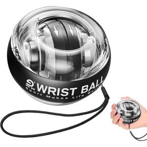 JIN BD Wrist Trainer Ball Auto-Start Gyroscopic Forearm Exerciser Gyro Ball for Strengthen Arms, Fingers, Bones and MusclesBlack Wrist Ball (No Light)