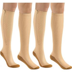 bropite Zipper Close Toe Compression Socks for Women and Men 2 Pairs Knee high 15-20mmHg for Walking Running Nurses Pregnancy
 Size 4XL
