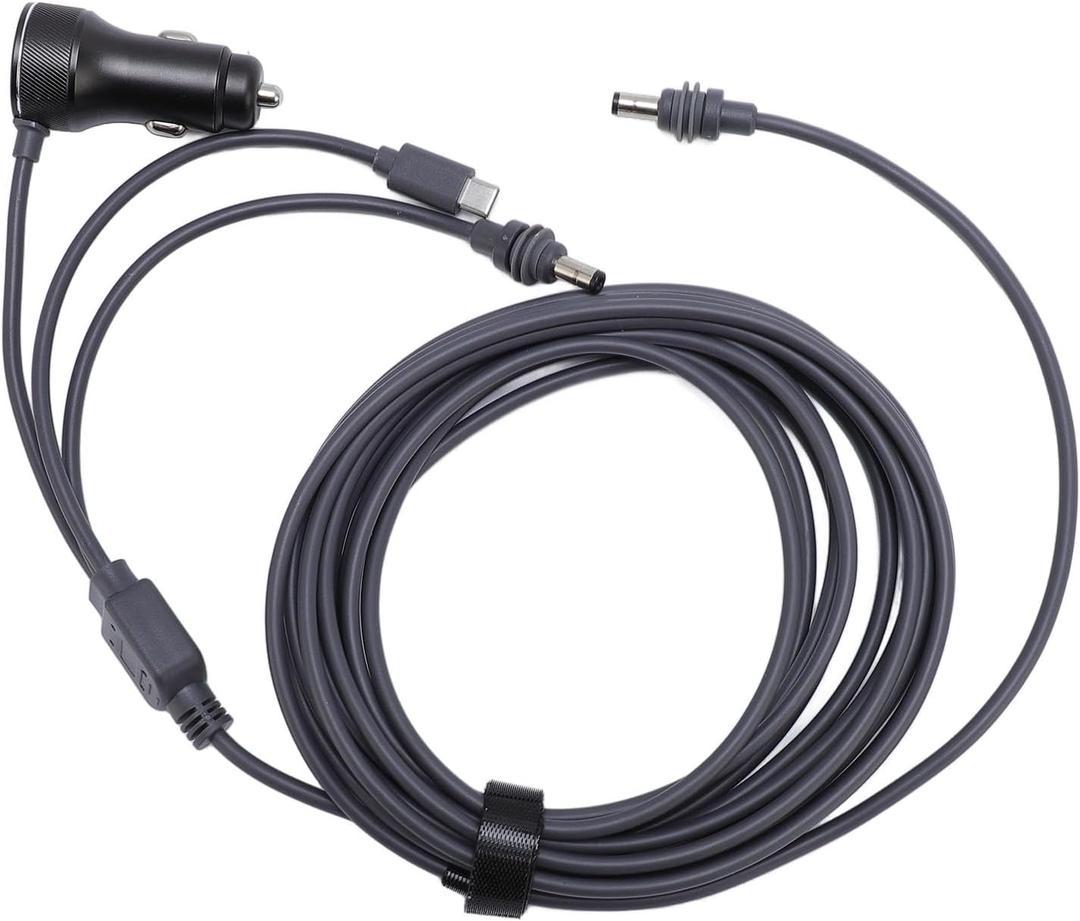 3 in 1 DC Power Cable 12-24V Input Digital Display Car Charger USB C DC Power Cord for Mini Dish