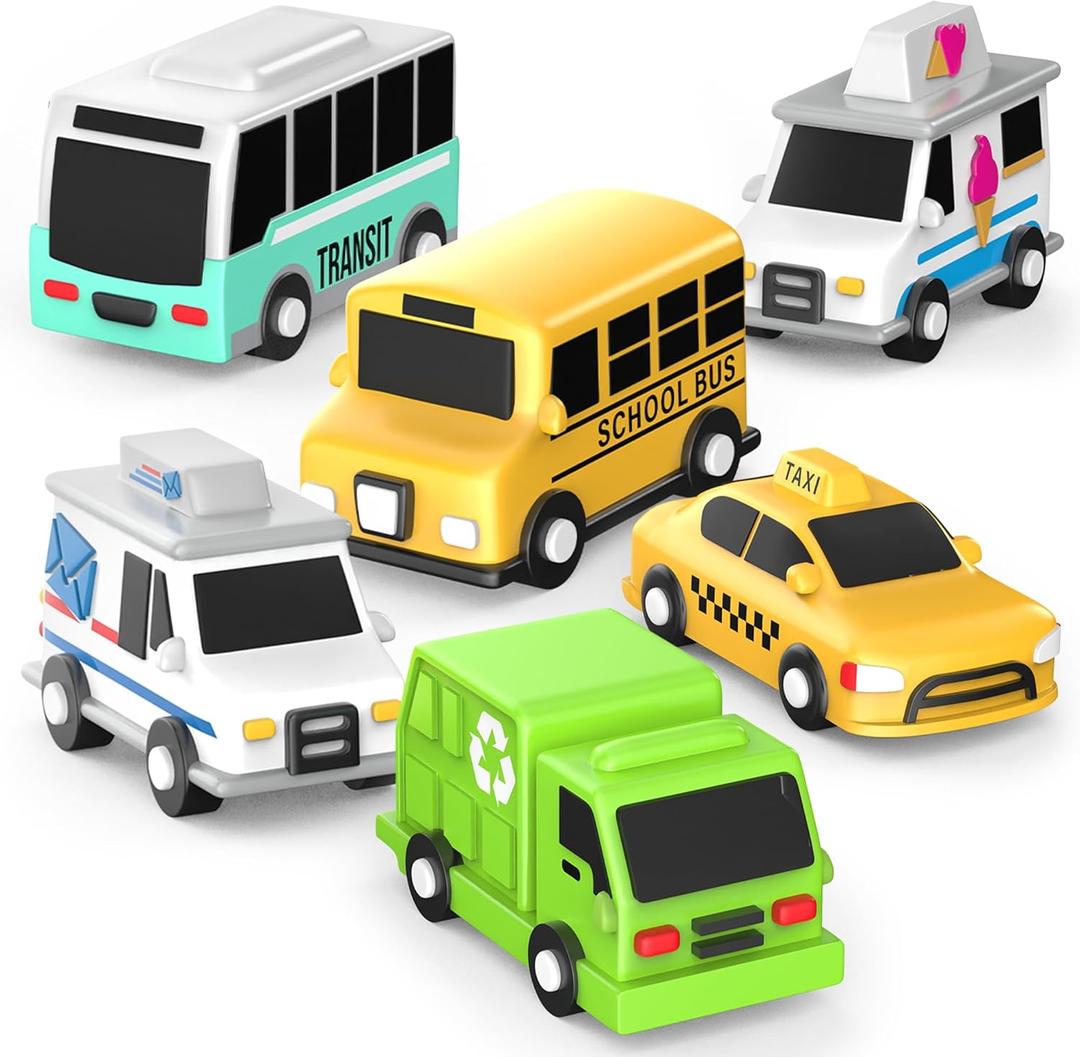 Tub Works Vehicles Bath Cars Mold Free Bath Toys, 6 Pack | Sealed, No Hole Bath Toys Design Keeps Moisture Out | Soft, Squeezable & Float on Water | Fun Baby & Toddler Bath Toys | City Car Bath Toys