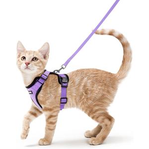 rabbitgoo Cat Harness and Leash for Walking, Escape Proof Soft Adjustable Vest Harnesses for Cats, Easy Control Breathable Reflective Strips Jacket, Light Purple, S
