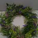 HH SPRING FLORAL WREATH PINK PURPLE 22IN