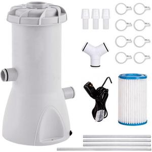 Pool Filter Pump For Above Ground Pools 1000 GAL Pump Rate- Improved Circulation Filtration Swimming Pool Powerful