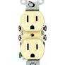 15-Amp 125-Volt, Co/Alr Duplex Receptacle, Straight Blade, Residential Grade, Grounding, Ivory/White, 12650