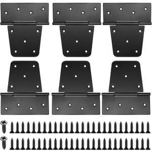 Heavy Duty Gate Hinges for Wooden Fences - 6 Pcs Black Iron Metal Barn Door Hinges for Wood Shed, Swing Door - With 54 Screws