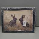 Black Framed Vintage Easter Bunny Wall Art Spring Moody Rabbit and Cottagecore Canvas Print Country Animal Painting Picture Rustic Farmhouse Floral Poster Artwork for Living Room Bedroom