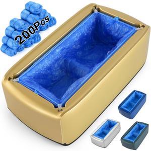 LYSHIYI Shoe Covers Machine Automatic Shoe Cover Dispenser with 200pcs Disposable Plastic Shoe Cover for Home, Office, Supermarket, Factory, Hospital (Gold)