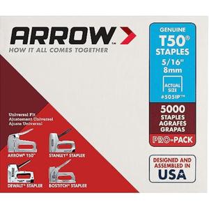 Arrow Fastener 505IP Heavy Duty T50 Staples for Upholstery, Construction, Furniture, Crafts, 3/8-Inch Crown Size, 5/16-Inch Leg Length, 5000-Pack, Made in the USA