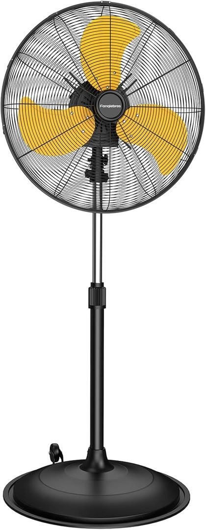 20 Inch Industrial Pedestal Fan, 5000 CFM High Velocity Air Circulator, 3-Speed Heavy Duty Metal Fan with Oscillation & Wheels for Warehouse, Garage, Shop UL Listed