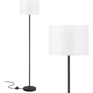Modern Floor Lamp Simple Design with White Shade, Foot Pedal Switch, 60" Small Tall Lamps for Living Room Bedroom Office Dining Room Kitchen, Black Pole Lamp(Without Bulb)