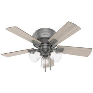 Hunter Fan Company Crestfield 42-inch Indoor Matte Silver Casual Ceiling Fan With Bright LED Light Kit, Pull Chains, and Reversible WhisperWind Motor Included